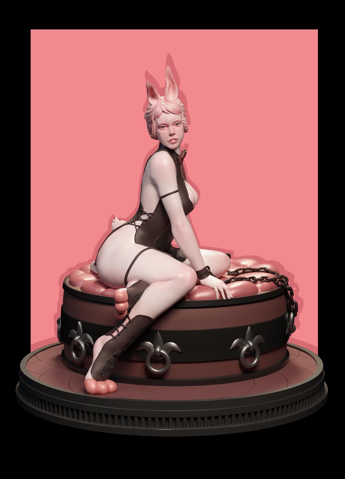 Seductive Bunny Girl | Female Fantasy Kemonimimi Collectible Resin Pin-up Miniature Statue | by Post Prints