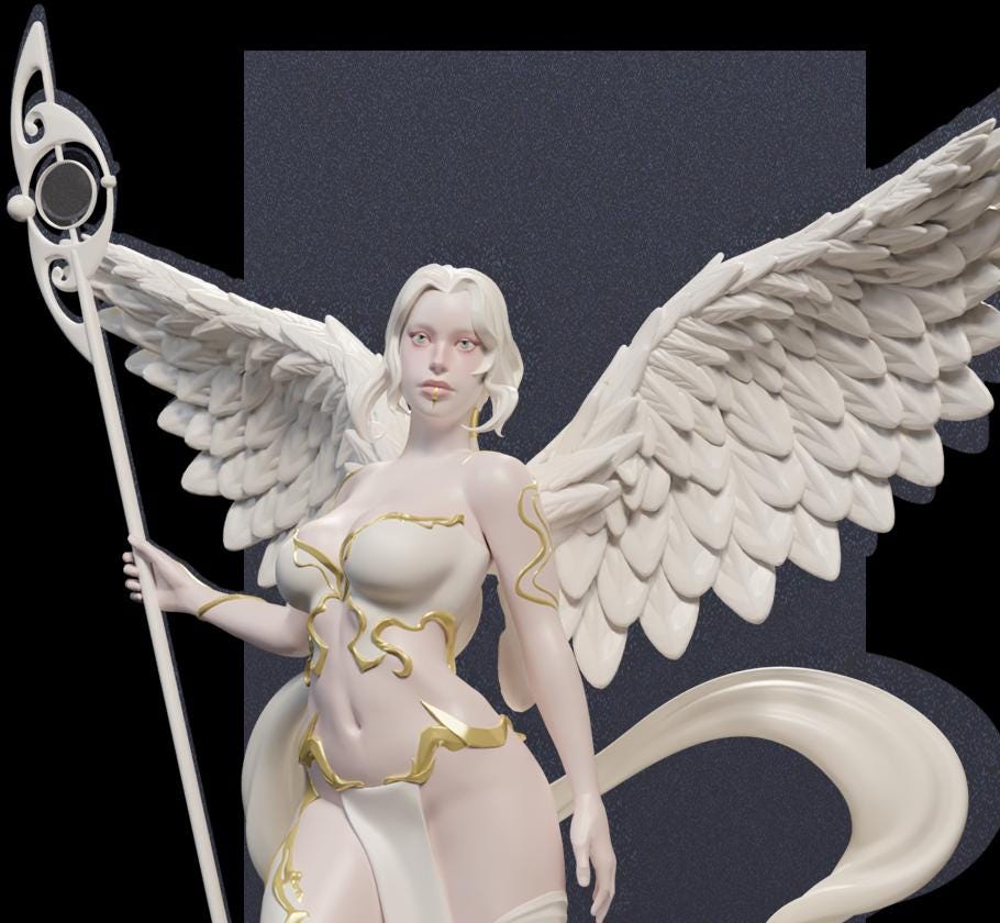 Elyndra | Female Angel Holy Divine Collectible Resin Pinup Miniature | by Post Prints