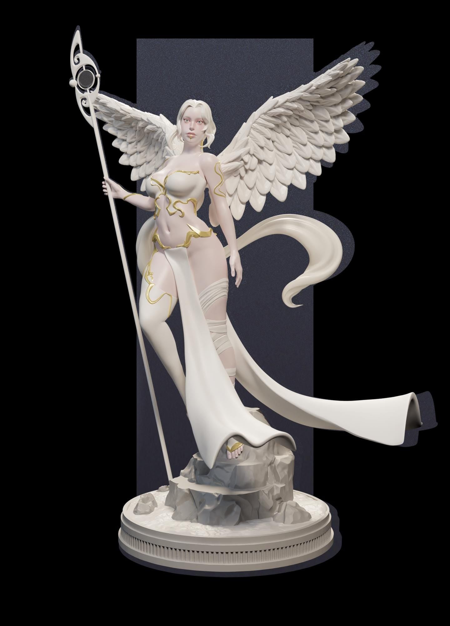 Elyndra | Female Angel Holy Divine Collectible Resin Pinup Miniature | by Post Prints