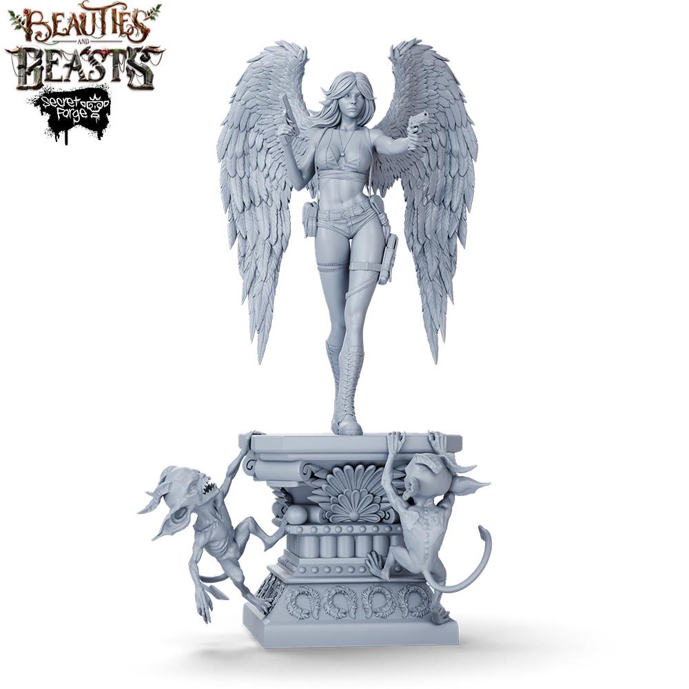 Constantin | Female Angel Adventurer Collectible Resin Pinup Miniature | 40mm / 75mm | by Secret Forge