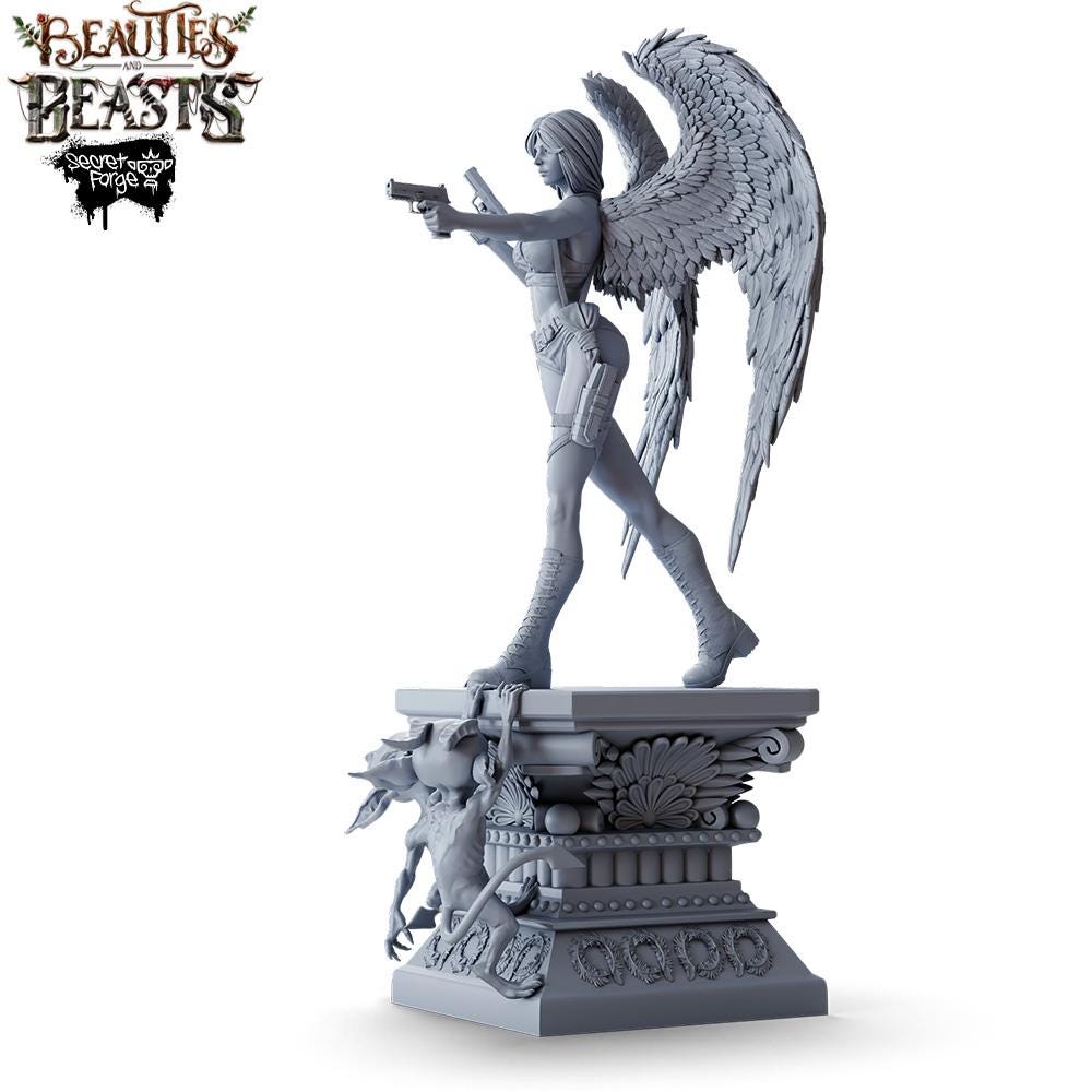 Constantin | Female Angel Adventurer Collectible Resin Pinup Miniature | 40mm / 75mm | by Secret Forge