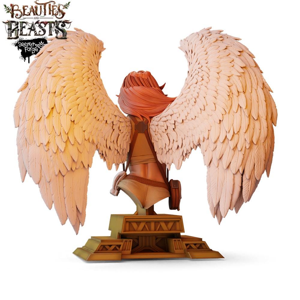 Constantin | Female Angel Adventurer Collectible Resin Pinup Miniature | 40mm / 75mm | by Secret Forge
