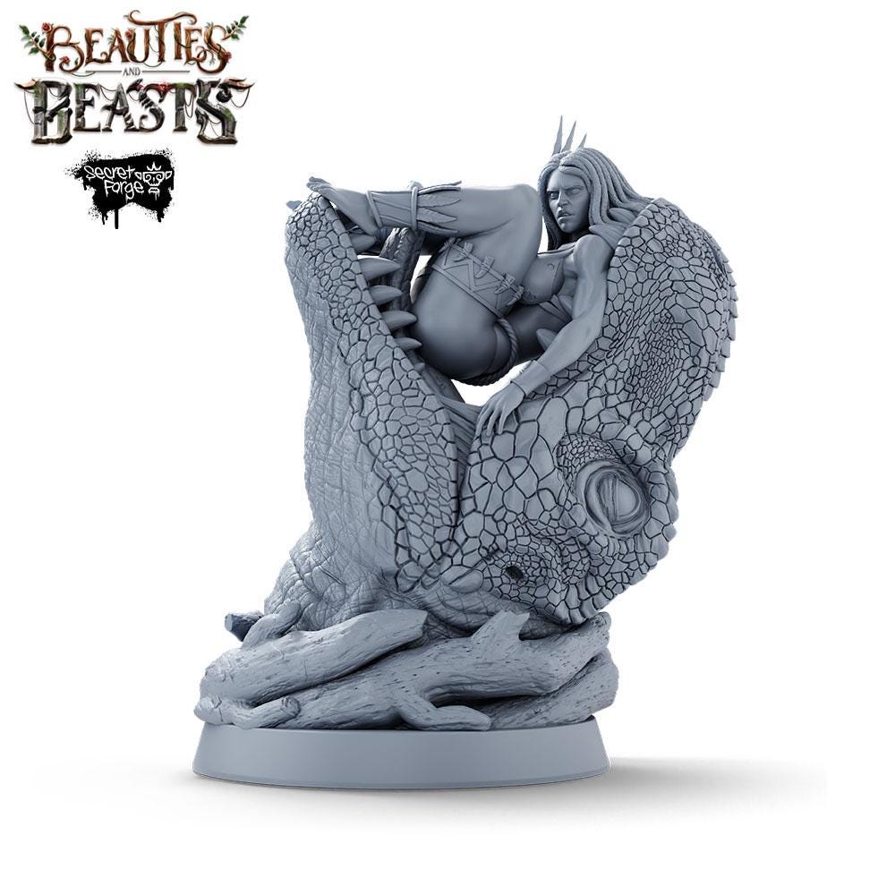 Ragna | Female Tribal Barbarian Warrior Collectible Resin Pinup Miniature | 40mm / 75mm | by Secret Forge