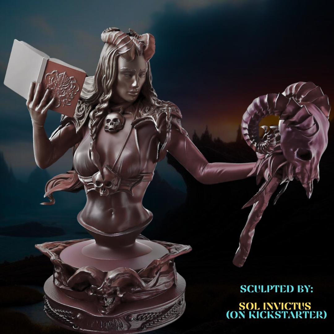 Tiefling Busts | Collectible Resin Miniature Tiefling Warlock, Paladin, Barbarian | by Sol Invictus