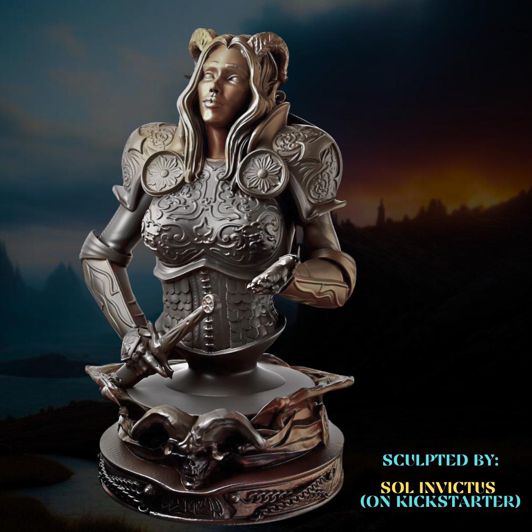 Tiefling Busts | Collectible Resin Miniature Tiefling Warlock, Paladin, Barbarian | by Sol Invictus