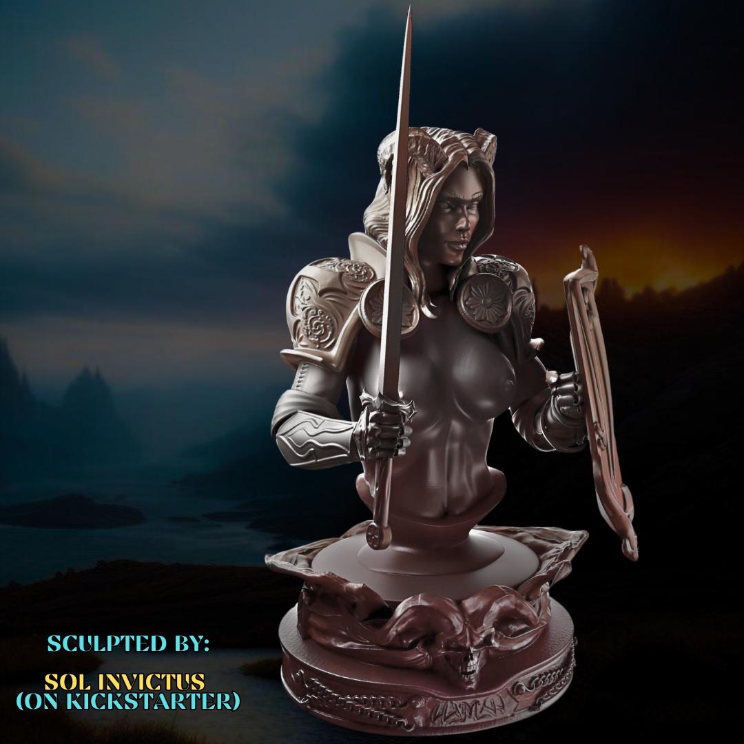 Tiefling Busts | Collectible Resin Miniature Tiefling Warlock, Paladin, Barbarian | by Sol Invictus