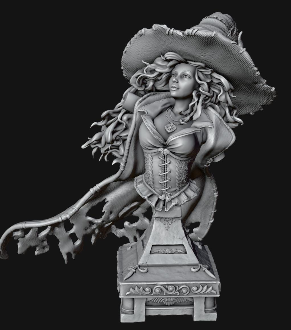 Beatrix of the Pumpkin Witch Bust | Collectible Resin Miniature Statue | by Solgood Forge