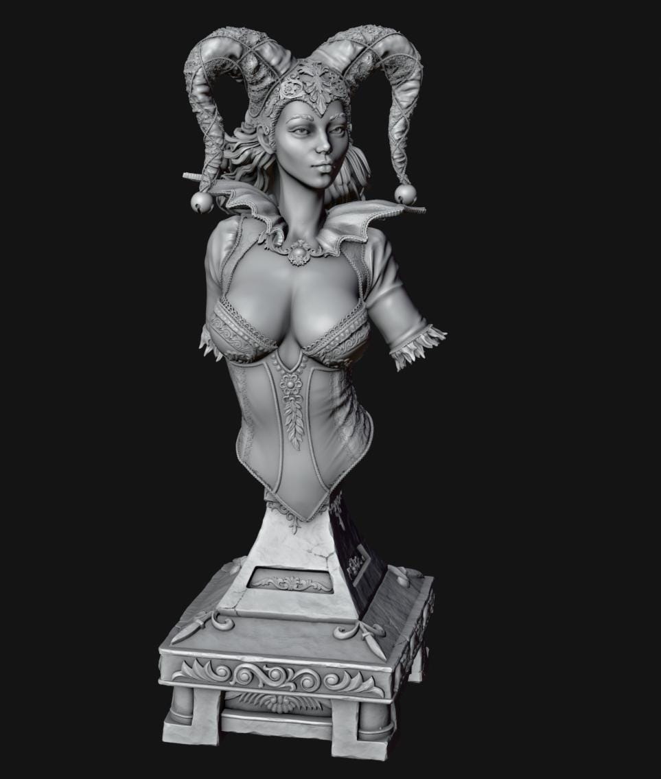 Aithne, Fire Eater Bust | Collectible Resin Miniature Statue | by Solgood Forge