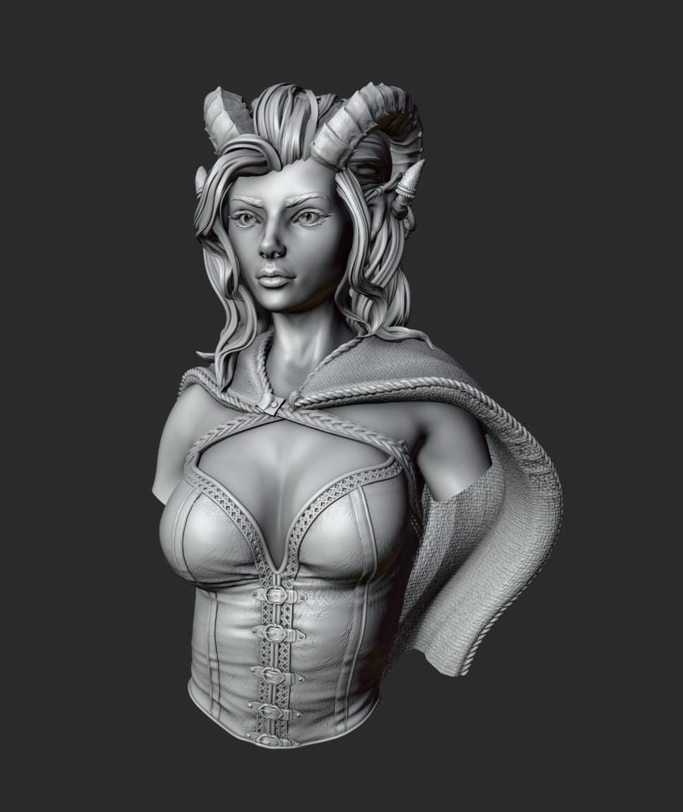 Kerata the Tiefling Thief Bust | Collectible Resin Miniature Statue | by Solgood Forge