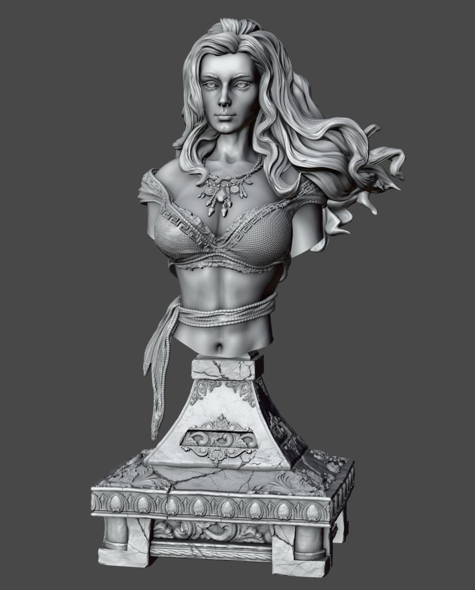 Paivi the Red Bust | Collectible Resin Miniature Statue | by Solgood Forge