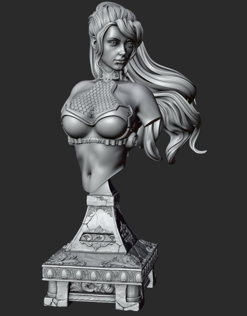 Sentina the Cyborg Bust | Collectible Resin Miniature Statue | by Solgood Forge