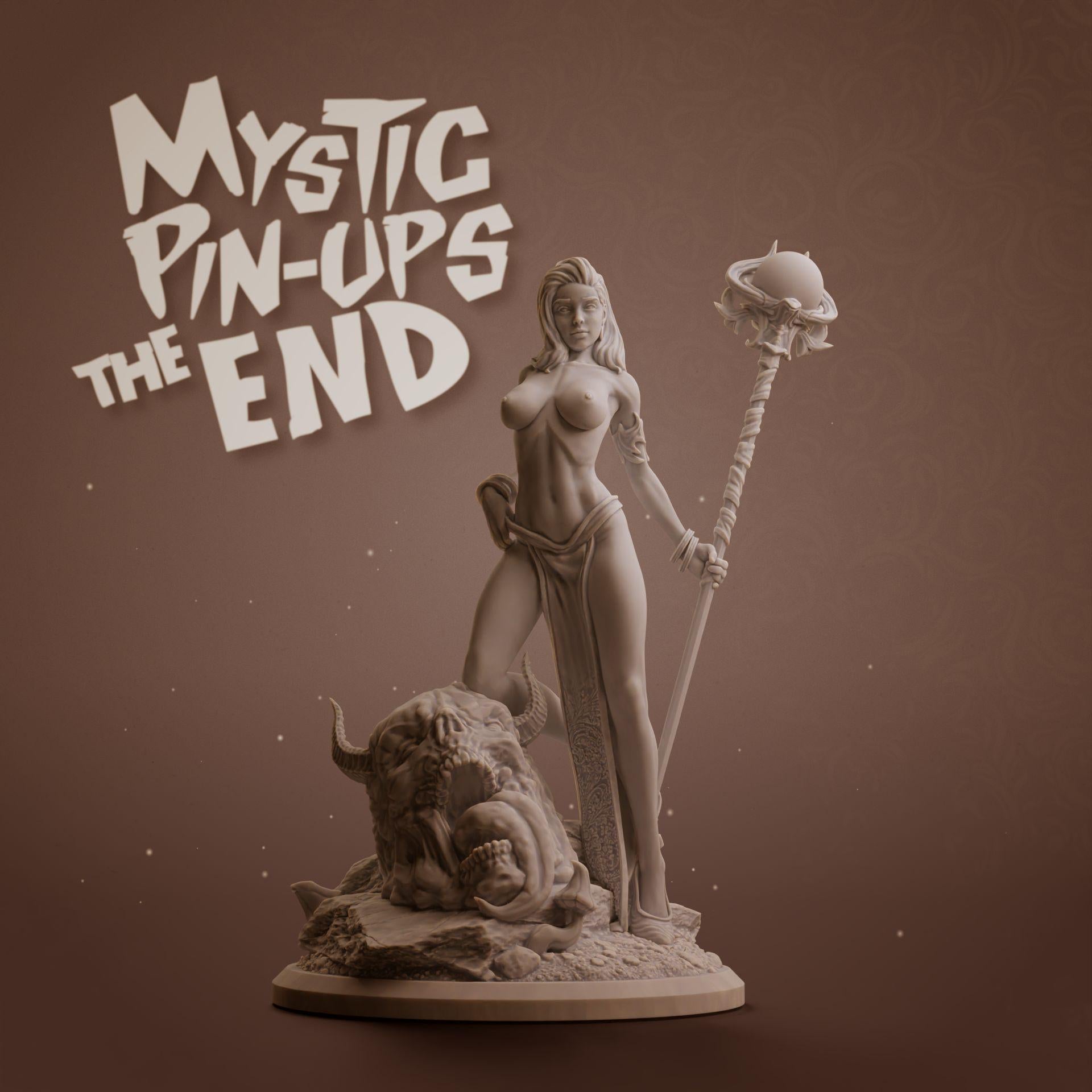 Zaria | Female Fantasy miniature Witch Mystic pin up miniature 3D Resin printed model | 75mm | by Nomad Sculpts