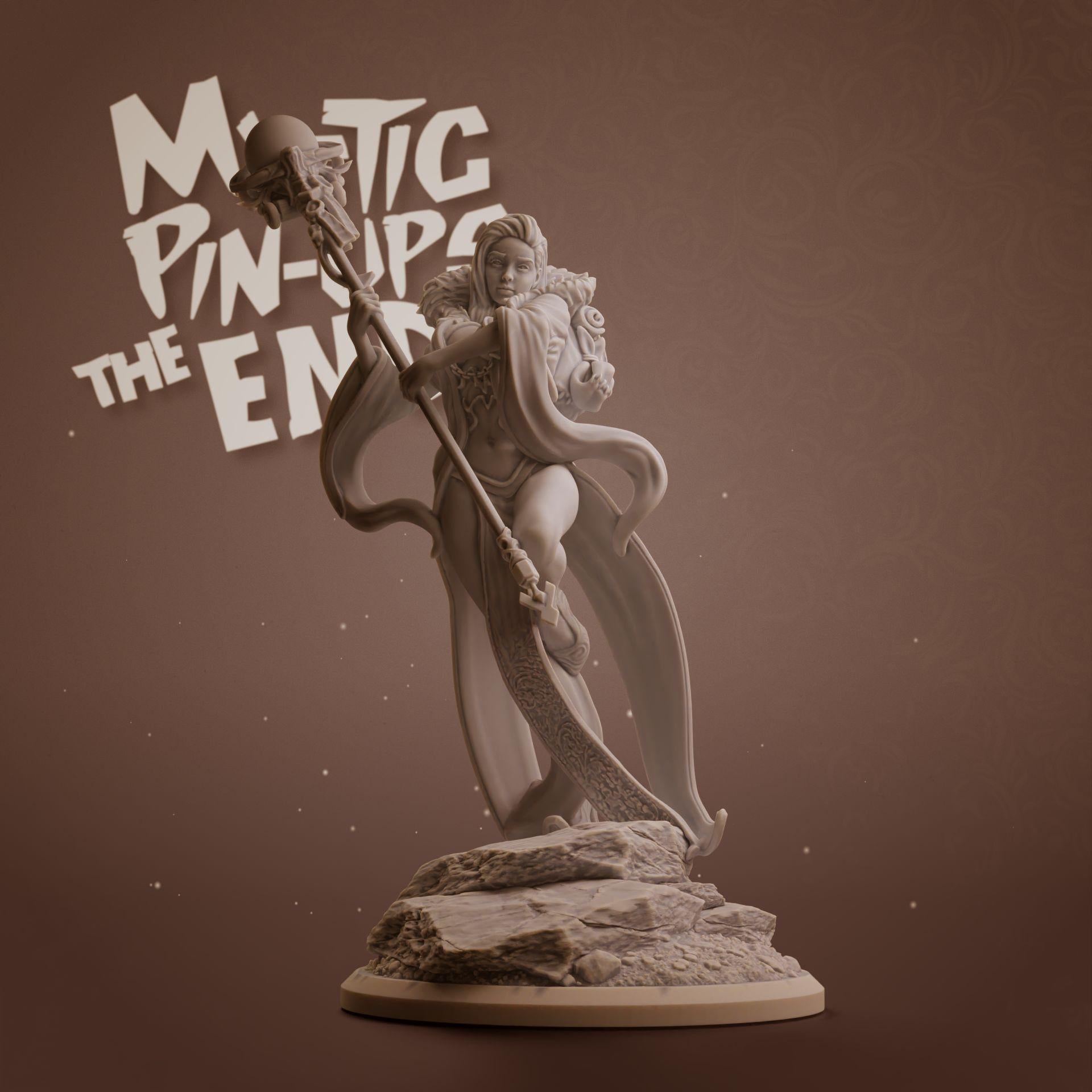 Zaria | Female Fantasy miniature Witch Mystic pin up miniature 3D Resin printed model | 75mm | by Nomad Sculpts