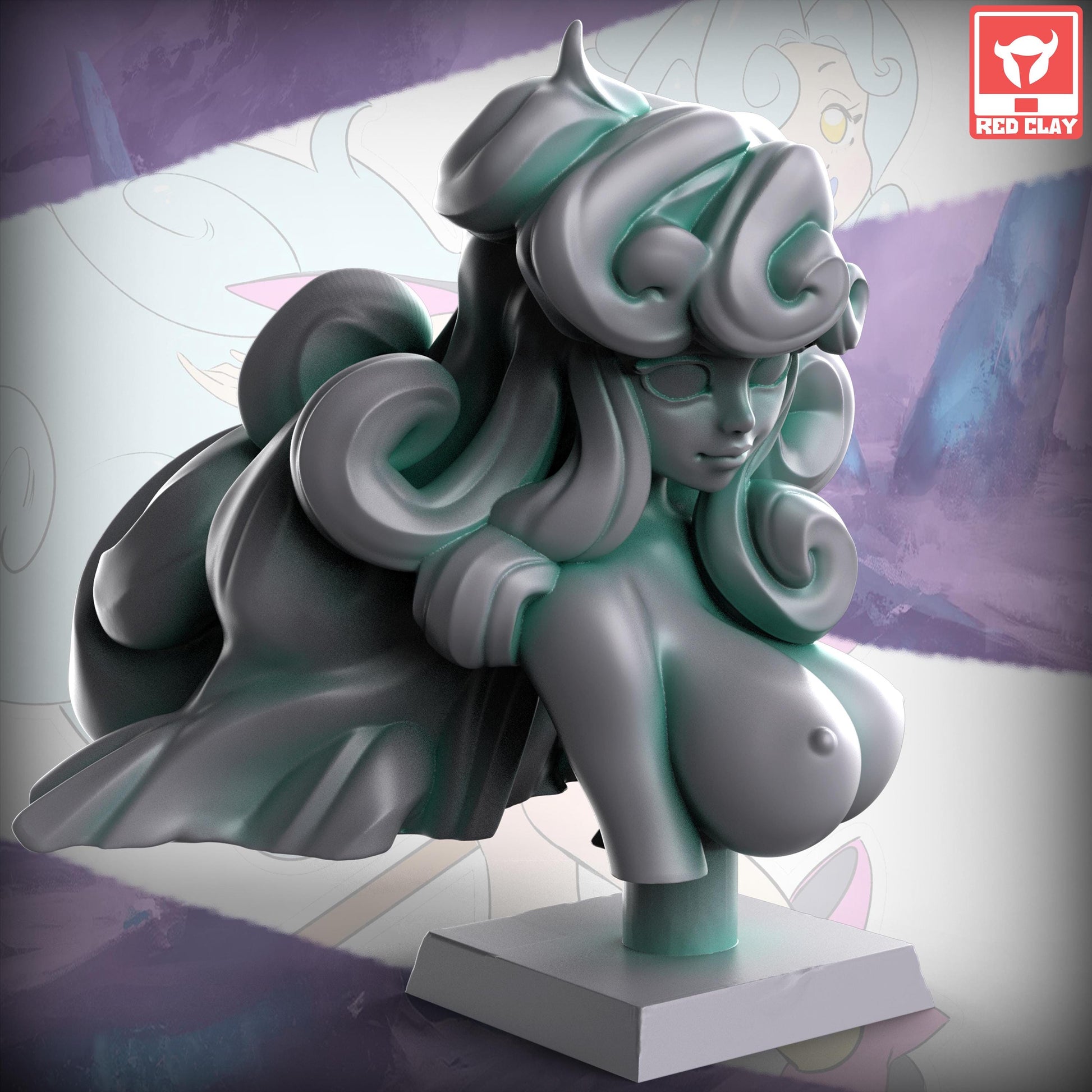 Ikari, the Icy Wizard bust | Collectible Resin Pinup Miniatures Display Statues | by Red Clay Collectibles