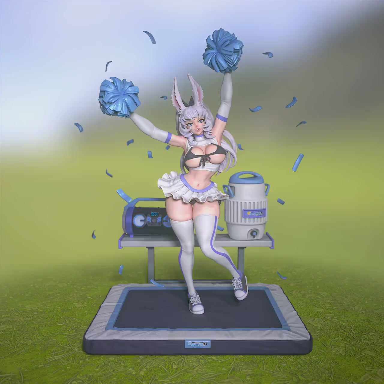 Cheerbunny Alex| Female Rabbit Girl Pin-up Collectible Statuette  Unpainted miniature | 75mm / 120mm | by Ronin Arts Workshop