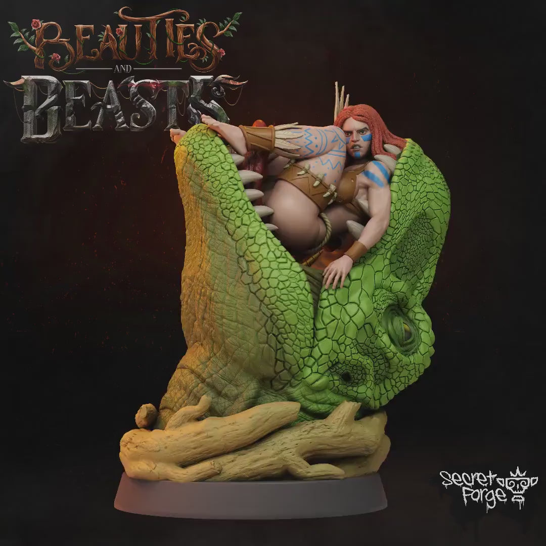 Ragna | Female Tribal Barbarian Warrior Collectible Resin Pinup Miniature | 40mm / 75mm | by Secret Forge