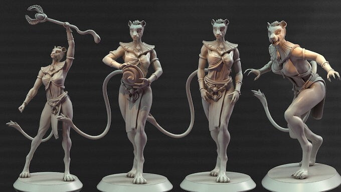 Nahila the Catfolk Priestess | by Gilded Lion Miniatures