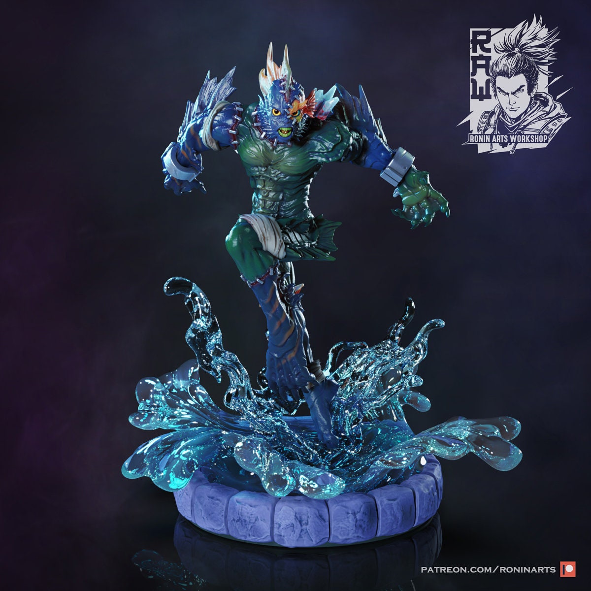 Alpheus & Vulko | DnD Patchwork Sahagin and Werewolf monster miniatures | 35mm / 54mm / 75mm | by Ronin Arts Workshop