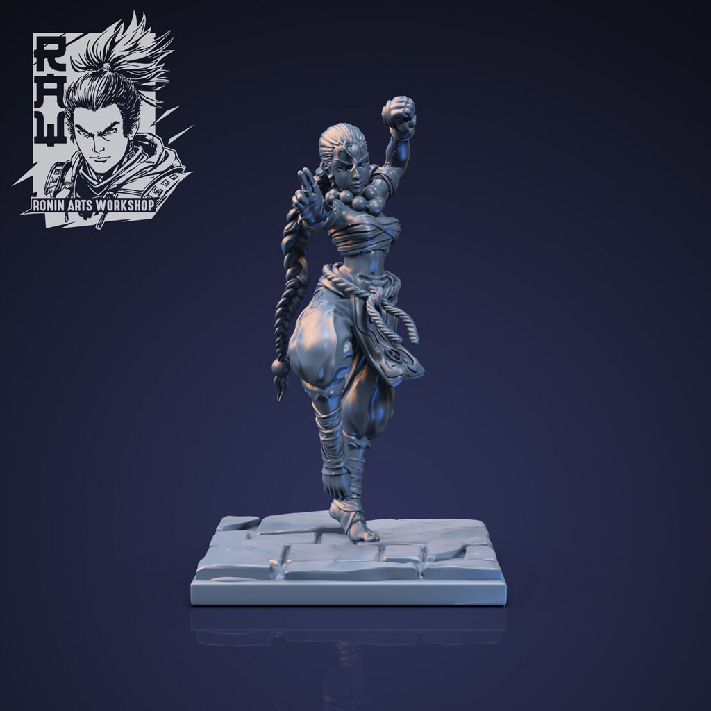 Karoku | DnD Female Monk Fighter miniatures | 35mm / 54mm / 75mm | by Ronin Arts Workshop