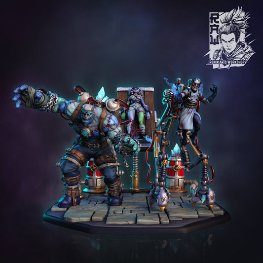 Master Dario, Grigor, and Nenia | Collectible Frankenstein Diorama Unpainted miniature | 75mm / 120mm | by Ronin Arts Workshop