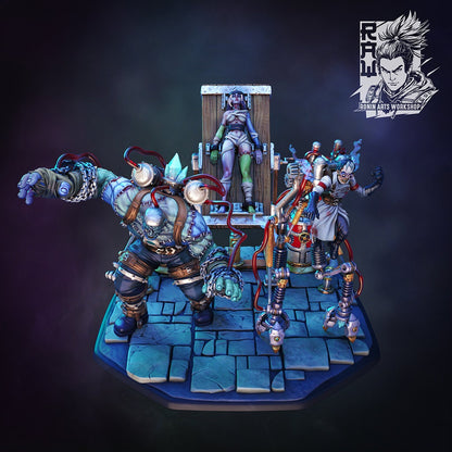 Master Dario, Grigor, and Nenia | Collectible Frankenstein Diorama Unpainted miniature | 75mm / 120mm | by Ronin Arts Workshop