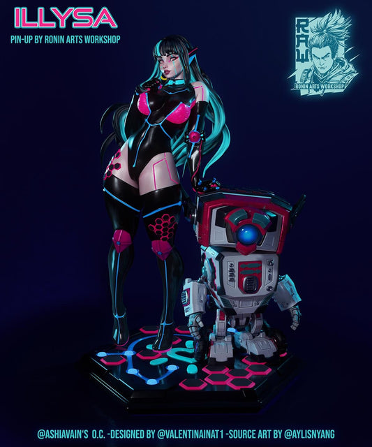 Illysa | Female Pin-up Collectible Statuete Unpainted miniature | 75mm / 120mm | by Ronin Arts Workshop