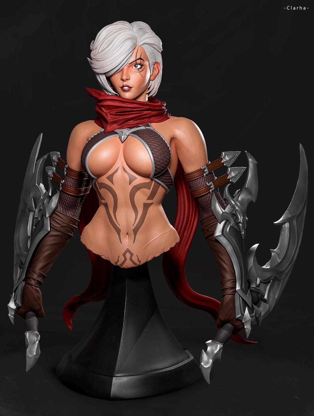 Katia Bust | DnD Female Fantasy Assassin Rogue Collectible Statue | by LD3DArt