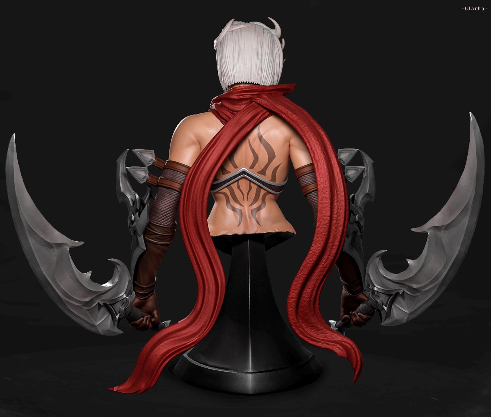 Katia Bust | DnD Female Fantasy Assassin Rogue Collectible Statue | by LD3DArt