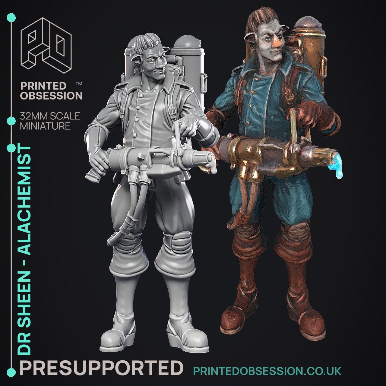 Ghast Busters | DnD Sci-fi Ghost Hunter Demon Human Miniature | 32mm / 75mm | by Printed Obsession