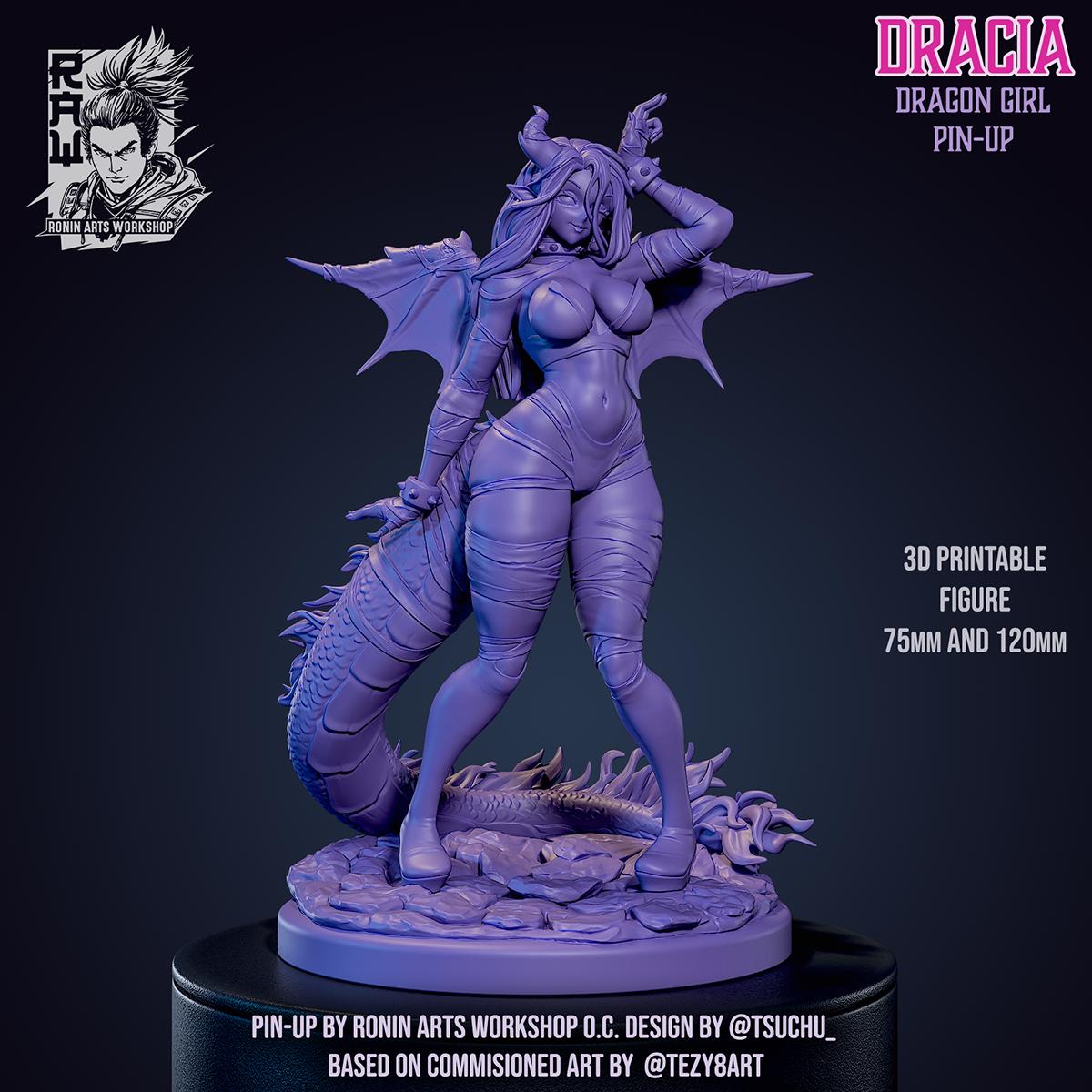 Dracia | Female Fantasy Succubus Demon Pin-up Miniature | 75mm / 100mm | by RoninArtsWorkshop