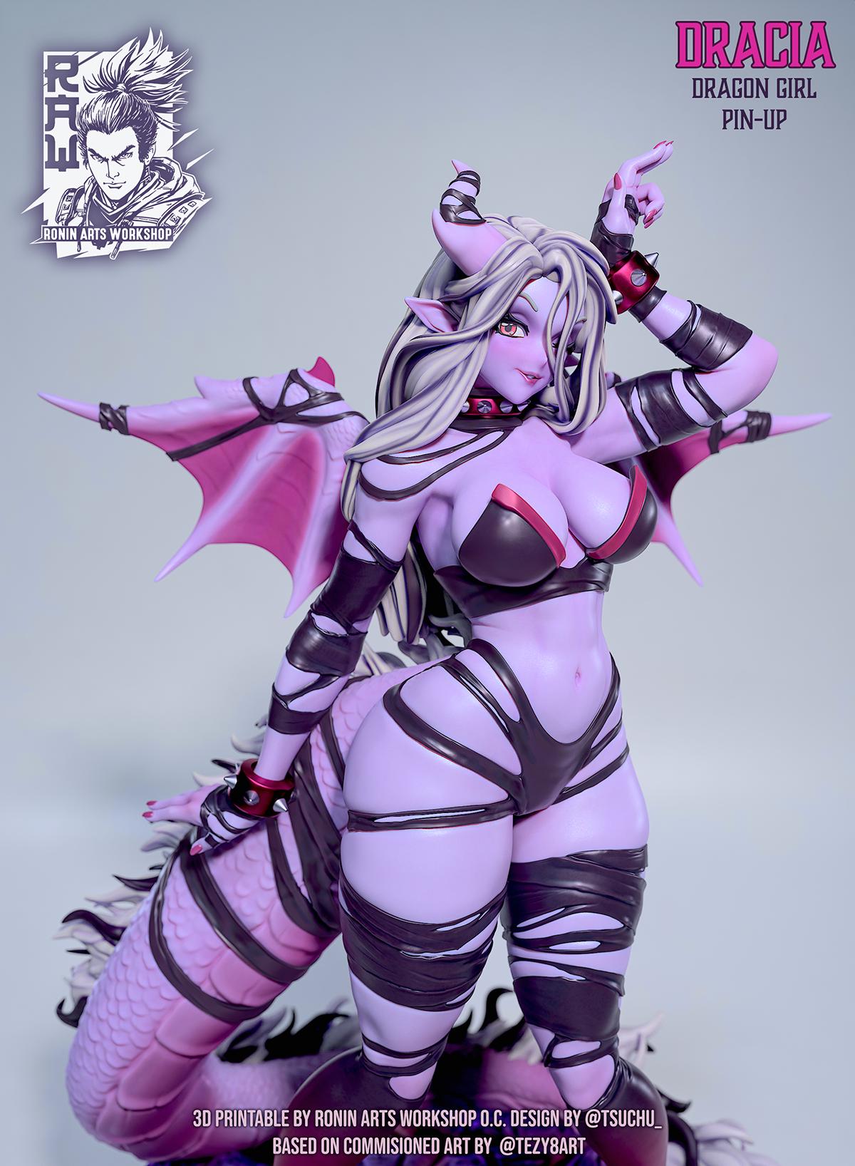 Dracia | Female Fantasy Succubus Demon Pin-up Miniature | 75mm / 100mm | by RoninArtsWorkshop