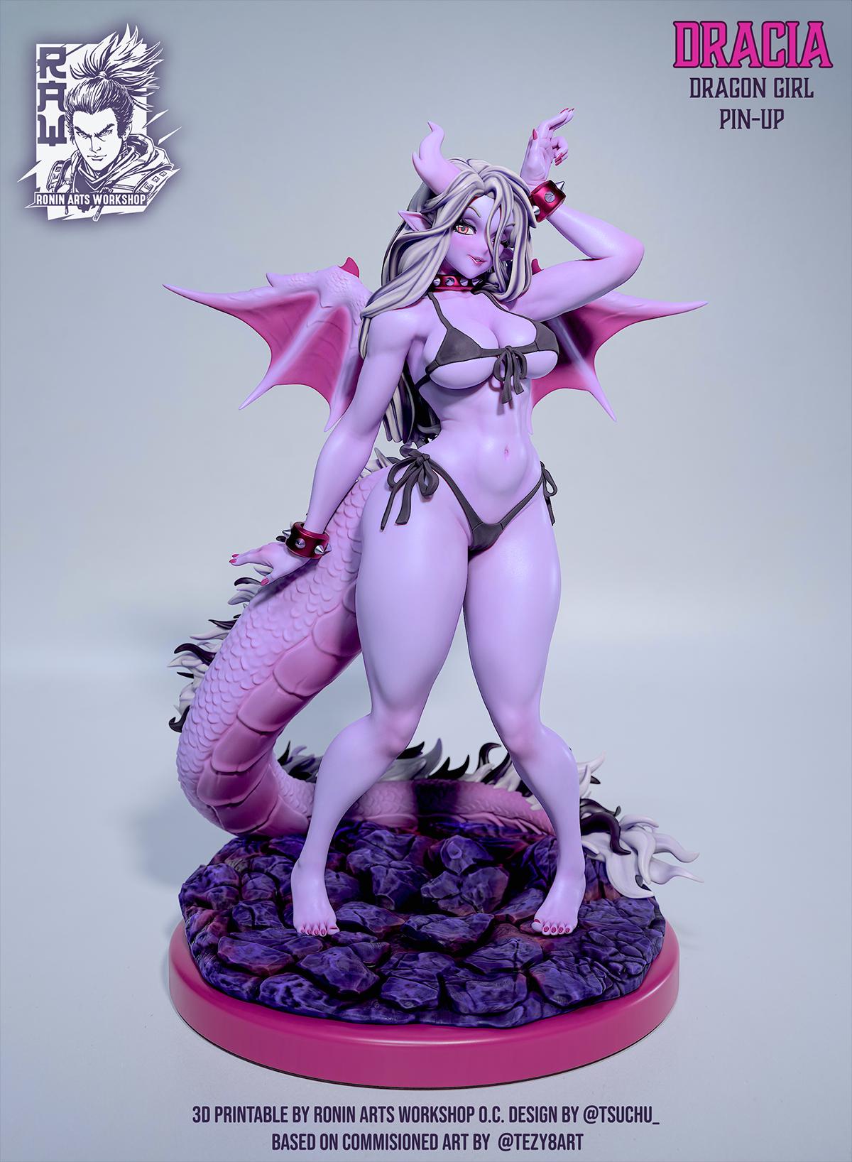 Dracia | Female Fantasy Succubus Demon Pin-up Miniature | 75mm / 100mm | by RoninArtsWorkshop