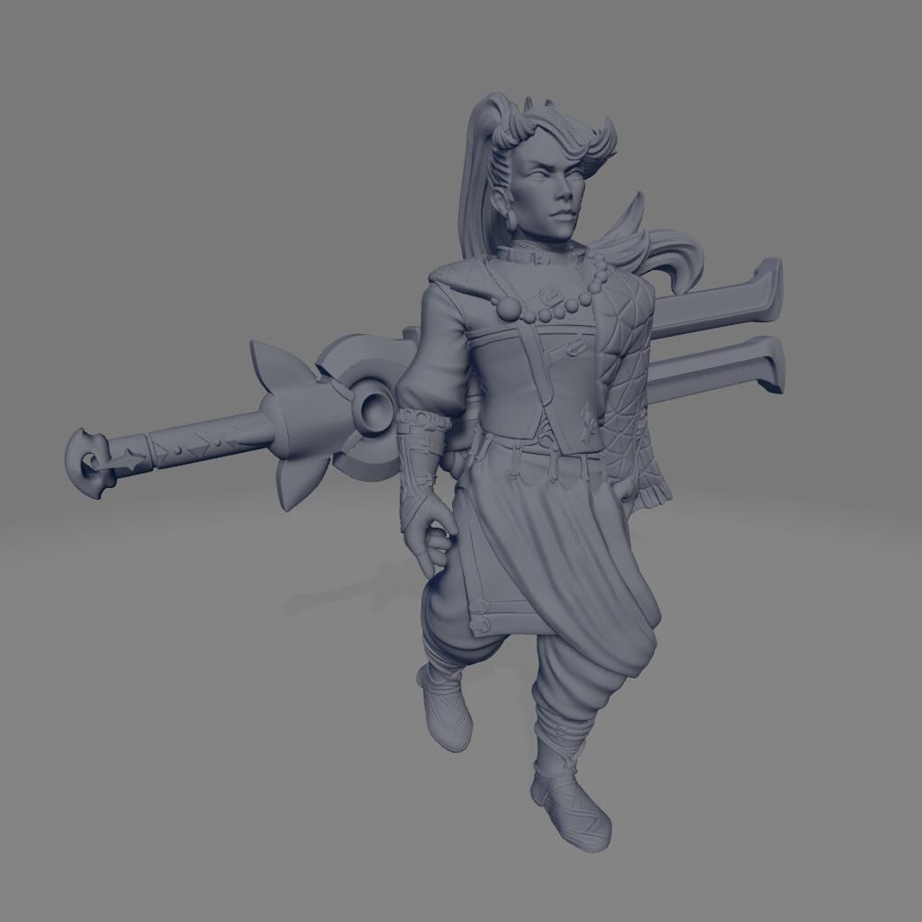Saekun | DnD Fantasy Rogue Warrior Fighter 3D Printed Miniature | 40mm / 75mm | by RNEstudio