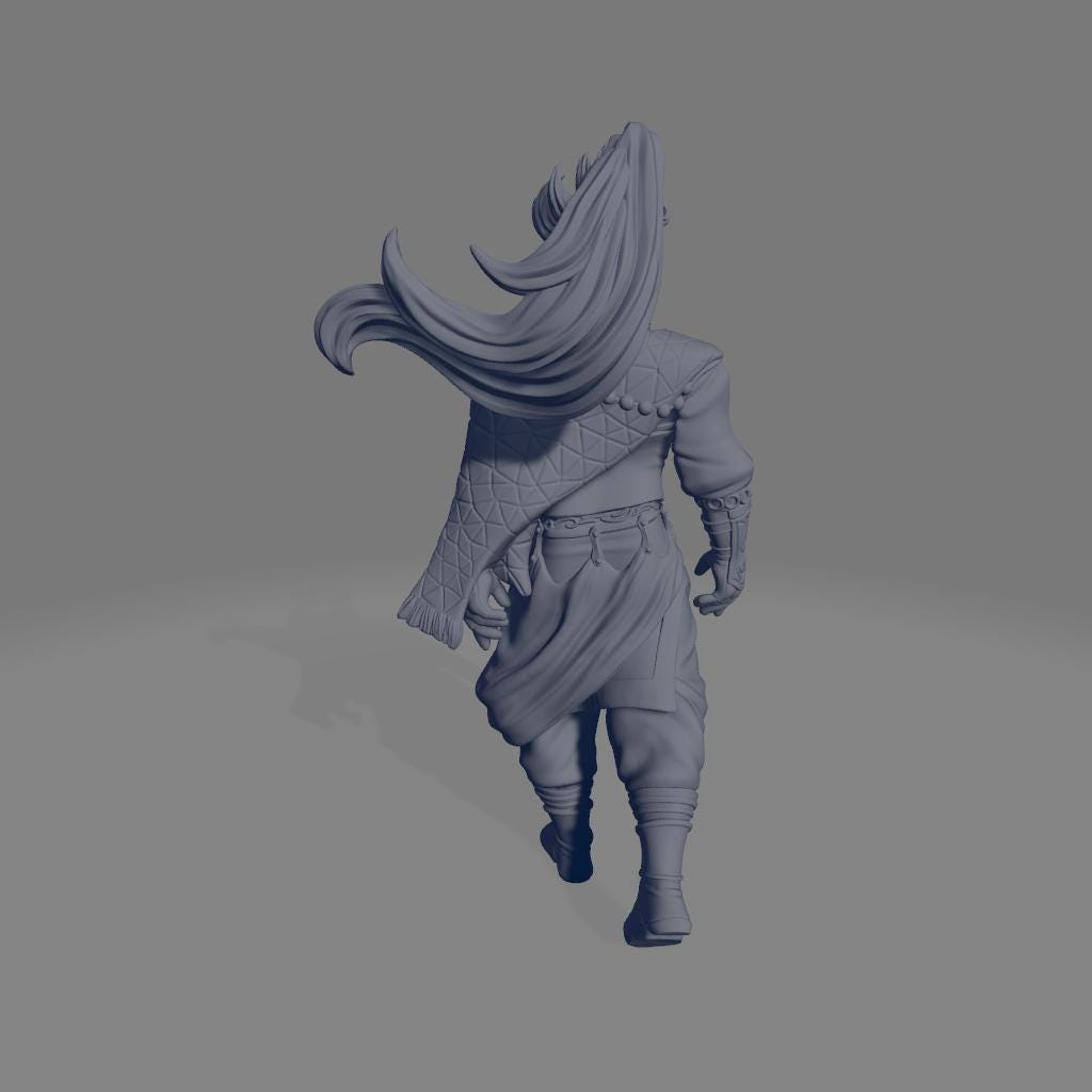 Saekun | DnD Fantasy Rogue Warrior Fighter 3D Printed Miniature | 40mm / 75mm | by RNEstudio