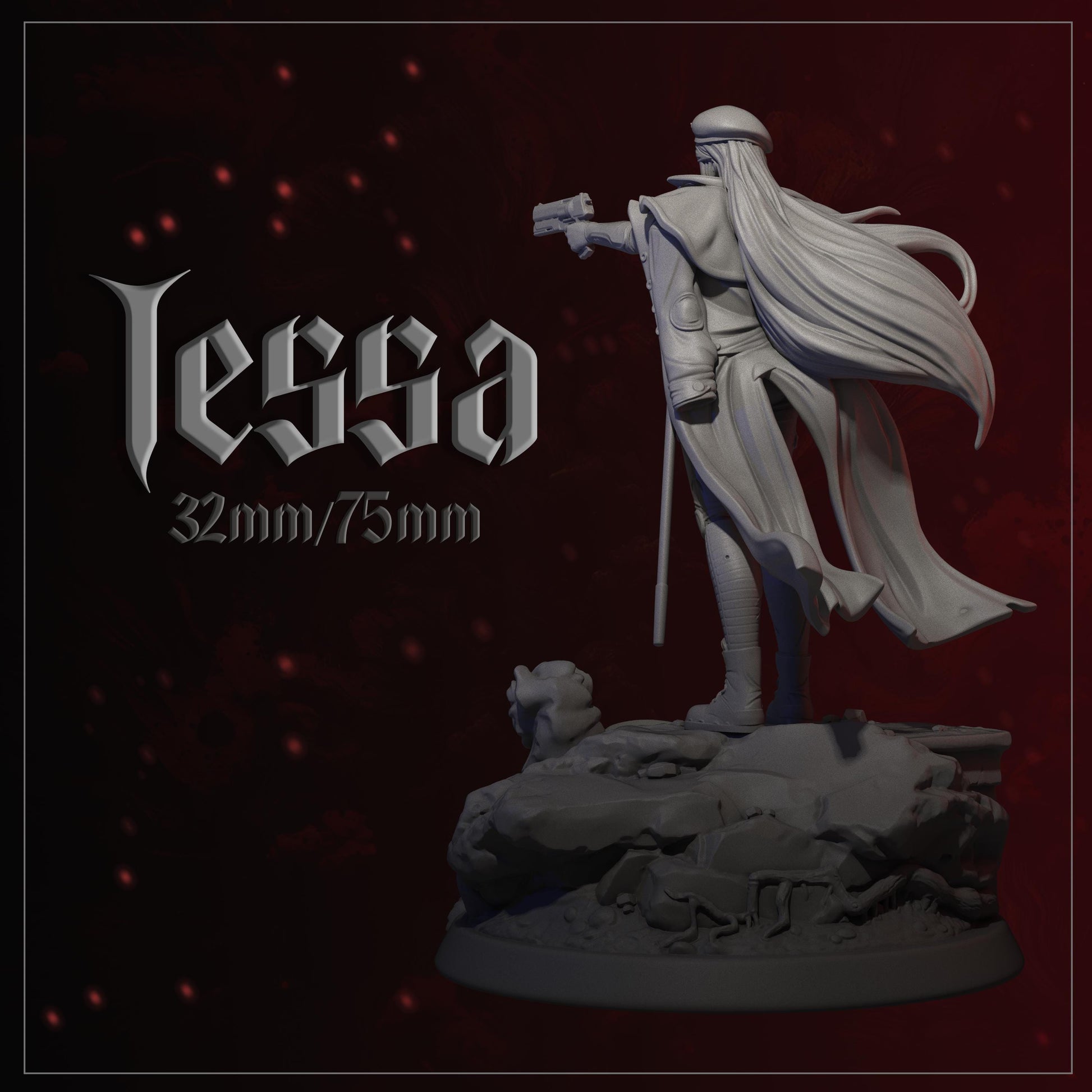 Tessa | Female Sci-fi Soldier Commander Collectible Miniature | 32mm / 75mm | by Dungeons&Maidens