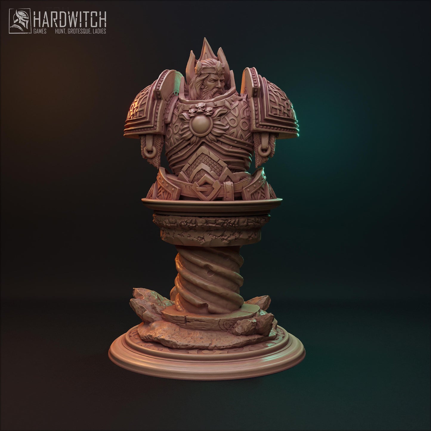 Uther Bust | DnD Arthurian Human Knight Paladin Collectible Miniature | 32mm / 75mm | by HardWitch Games
