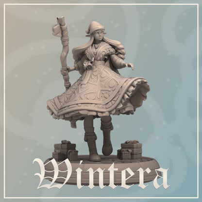 Wintera | Female Fantasy Christmas Elf Collectible Miniature | 32mm / 75mm | by Dungeons&Maidens
