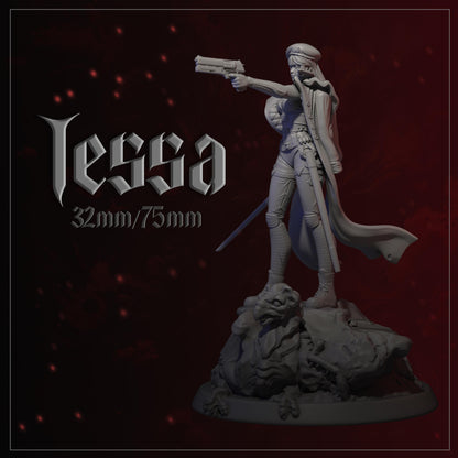 Tessa | Female Sci-fi Soldier Commander Collectible Miniature | 32mm / 75mm | by Dungeons&Maidens