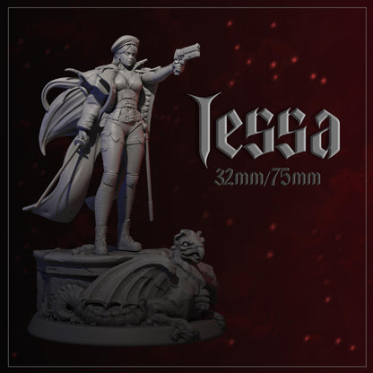 Tessa | Female Sci-fi Soldier Commander Collectible Miniature | 32mm / 75mm | by Dungeons&Maidens
