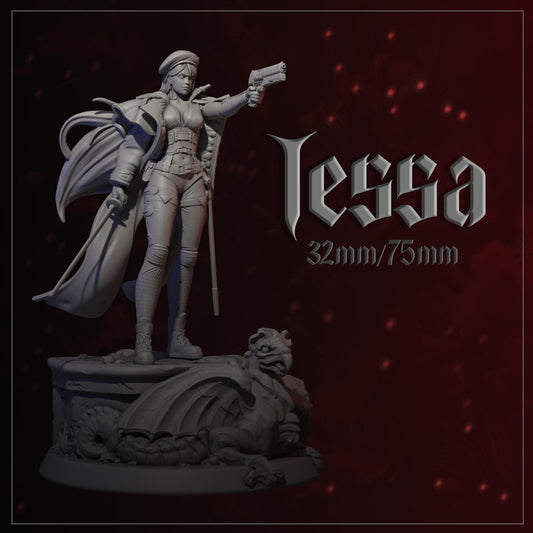 Tessa | Female Sci-fi Soldier Commander Collectible Miniature | 32mm / 75mm | by Dungeons&Maidens