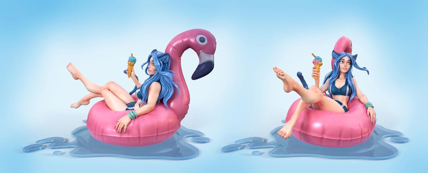 Katty | DnD Female Fantasy Beastkin Monstergirl Collectible Miniature | 54mm / 75mm | by RoninArtsWorkshop