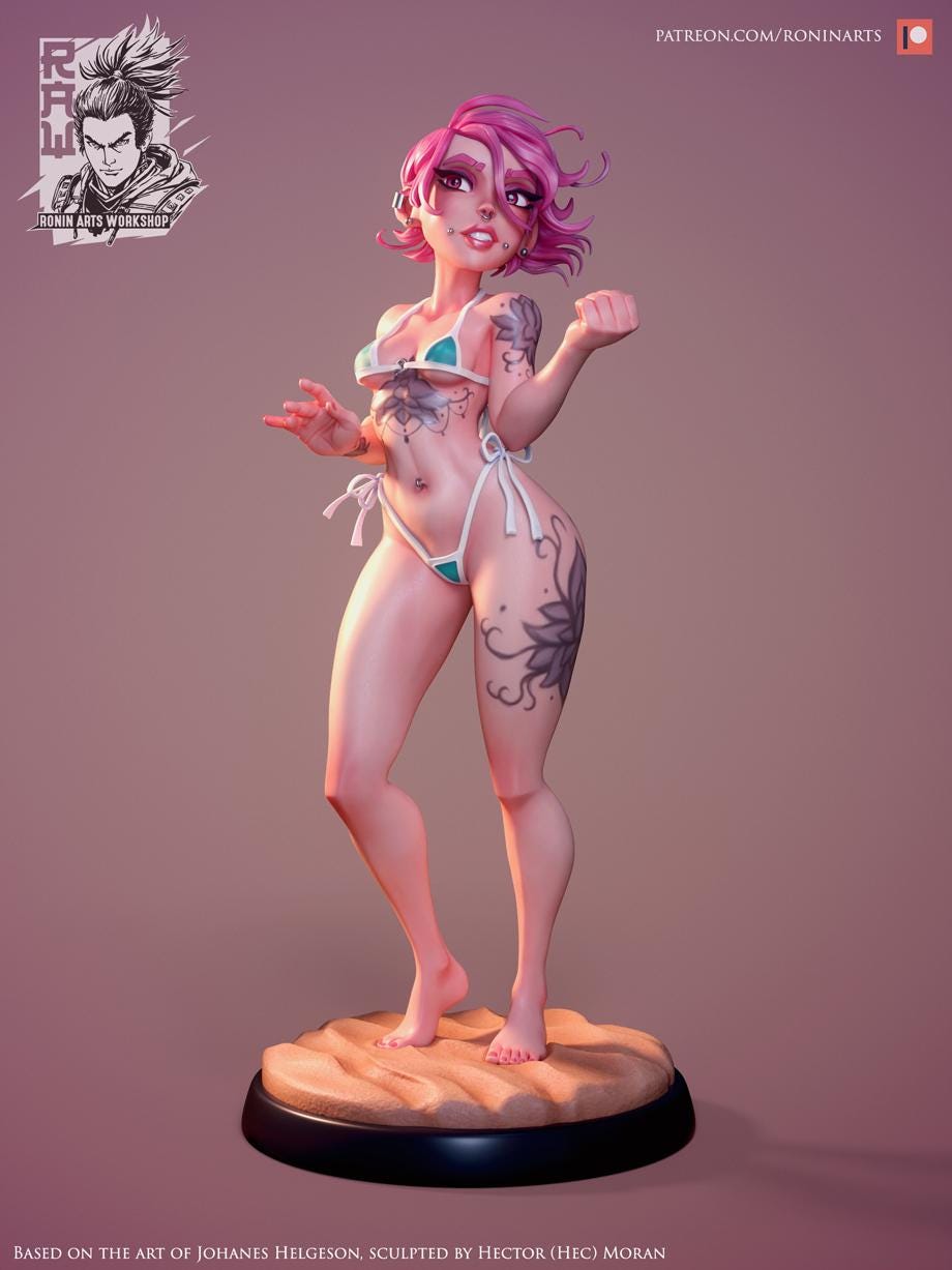 Shirley | Female Collectible Pinup Miniature | 54mm / 75mm | by RoninArtsWorkshop