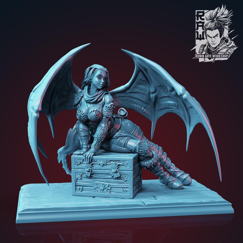 Izel the Barbarian Succubus | DnD Female Demoness Collectible Pinup Miniature | 54mm / 75mm | by RoninArtsWorkshop