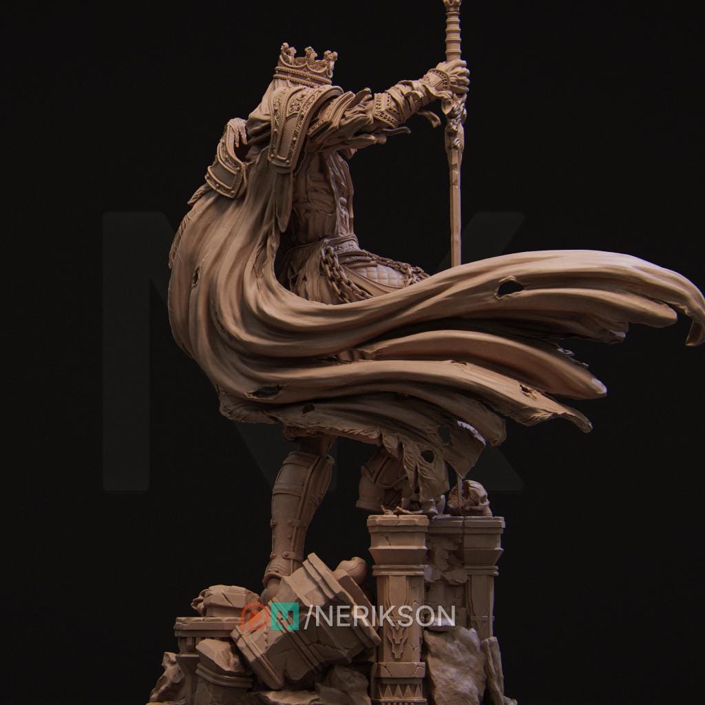 Shattered King | Undead Skeleton Knight Knight Draugr Collectible Miniature Statue | 75mm / 140mm | by Nerikson