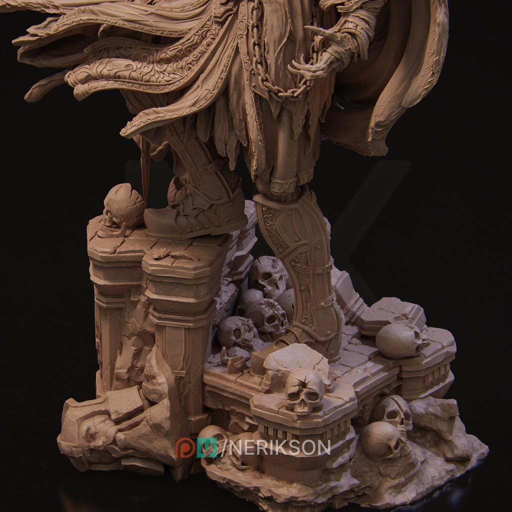 Shattered King | Undead Skeleton Knight Knight Draugr Collectible Miniature Statue | 75mm / 140mm | by Nerikson