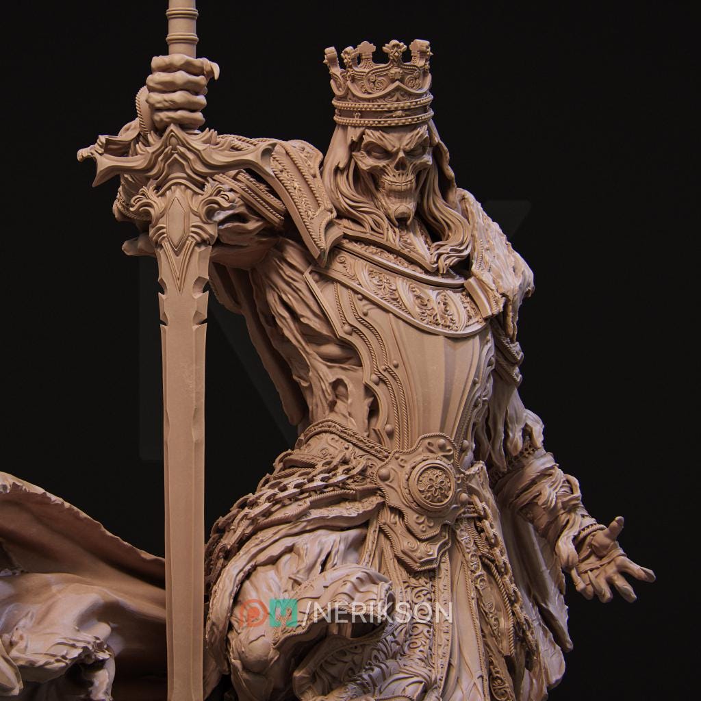 Shattered King | Undead Skeleton Knight Knight Draugr Collectible Miniature Statue | 75mm / 140mm | by Nerikson