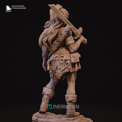 Lia the Barbarian | Female Fantasy Fighter Barbarian Collectible Miniature Statue | 75mm / 140mm | by Nerikson