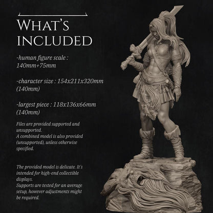 Lia the Barbarian | Female Fantasy Fighter Barbarian Collectible Miniature Statue | 75mm / 140mm | by Nerikson