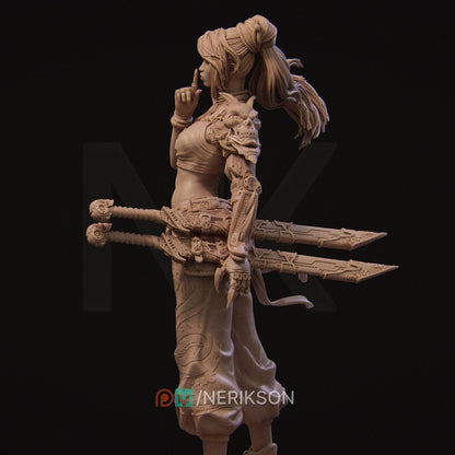 Neo-Nixxi | Cyberpunk Female Ronin Samurai Collectible Miniature Statue | 75mm / 140mm | by Nerikson