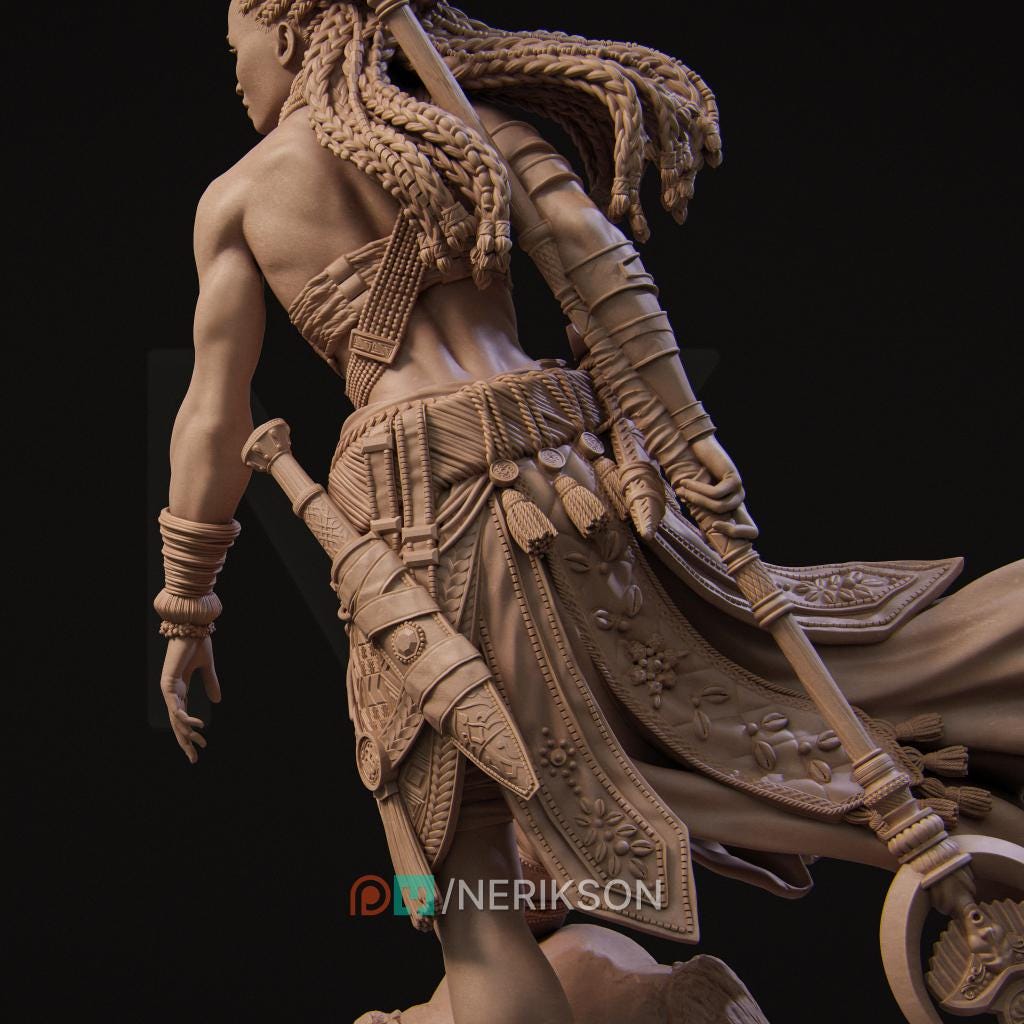 Elzebe the Warrior Queen | Female Fantasy Warrior Fighter Collectible Miniature Statue | 75mm / 140mm | by Nerikson